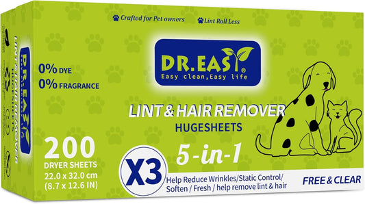 Dr.Easy-LINT-&-HAIR-REMOVER-Pet-HUGESHEETS-with-3X-Dryer-Sheets,-Free-550