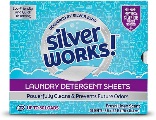 SilverWorks!-Premium-Dissolvable-Laundry-Detergent-Sheets,-Silver-Ion-Odor-Elimination-Technology,-Powerfully-511