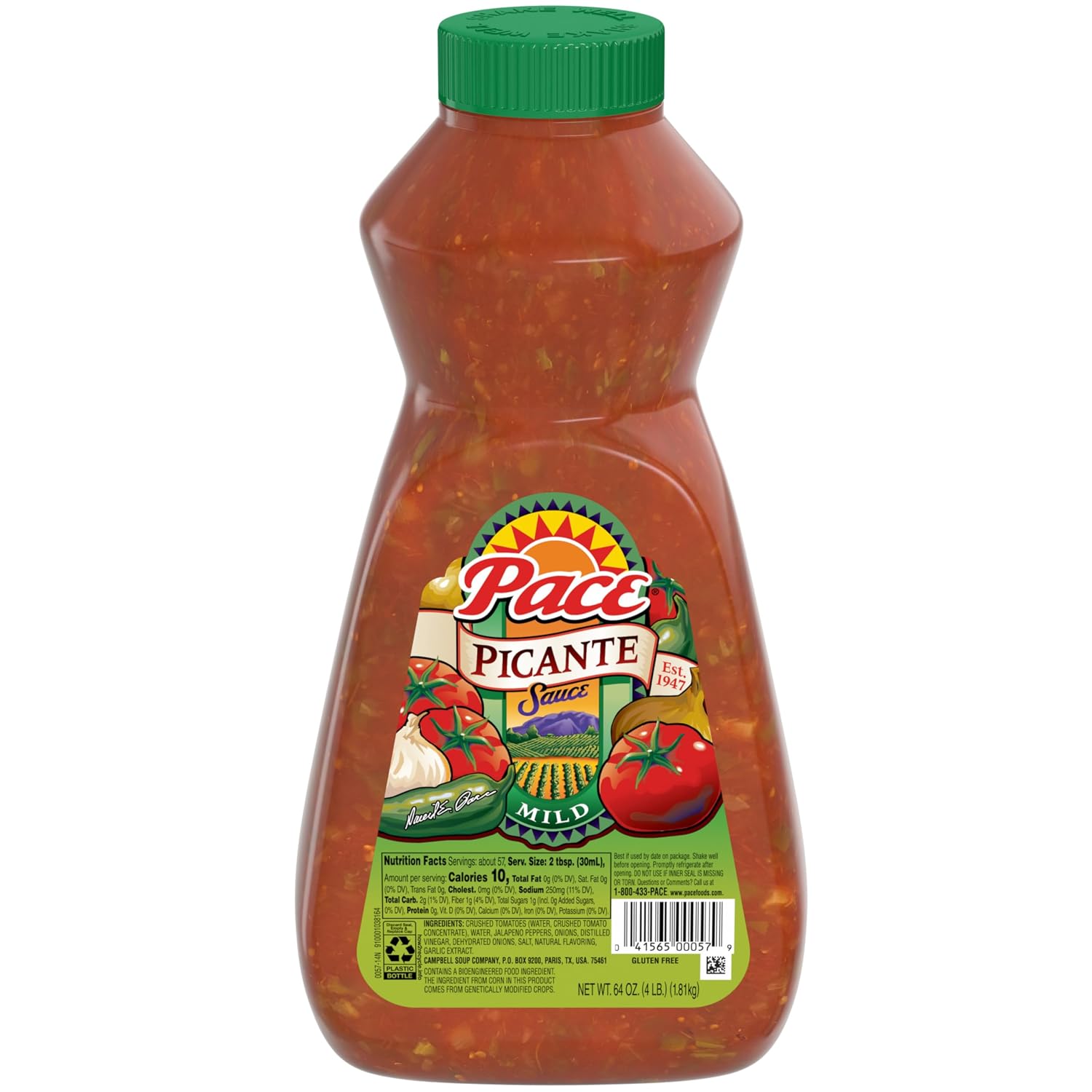 Pace-Mild-Picante-Sauce-with-Jalapeño,-Tomato-&-Onion,-64-OZ--Bottle----72