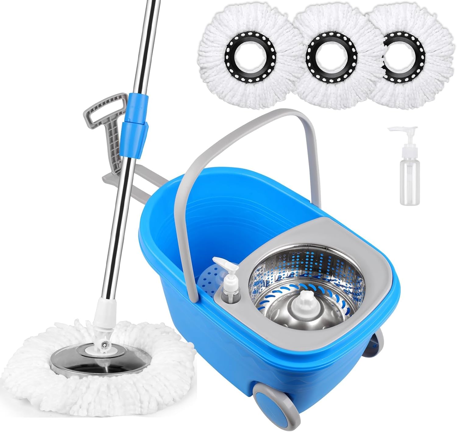 Spin-Mop-and-Bucket-with-Wringer-Set,-3-Washable-Microfiber-2576
