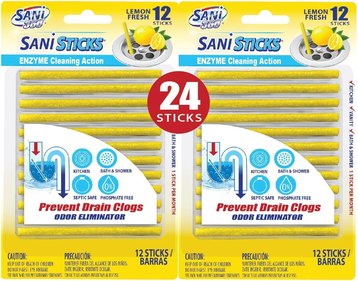 SANI-360°-Sani-Sticks-Drain-Cleaner-and-Deodorizer,-24-Count,-Lemon-Scent-Enzyme-Pipe-Cleaners,-1280