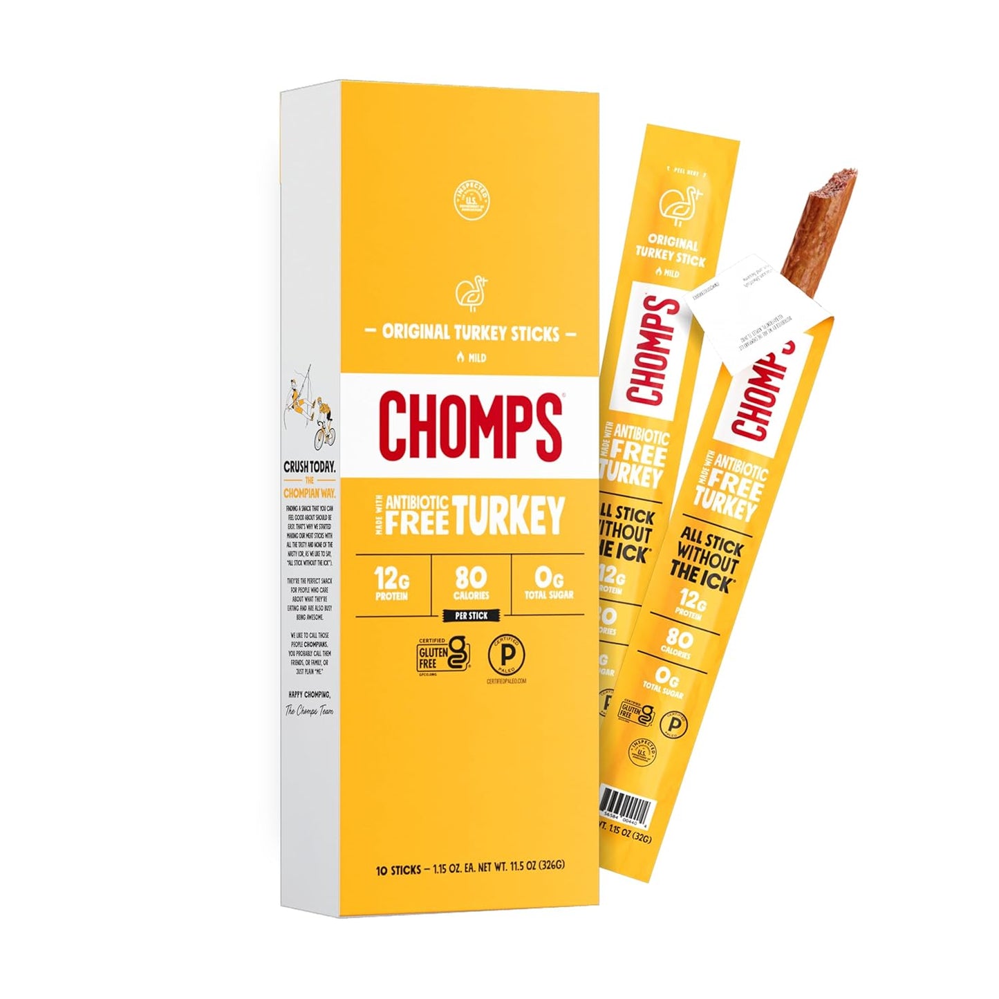 Chomps-Original-Turkey,-Antibiotic-Free,-10ct,-Protein-Snack-Stick-|-Keto,--Paleo,-Gluten-Free-Stick,-2453