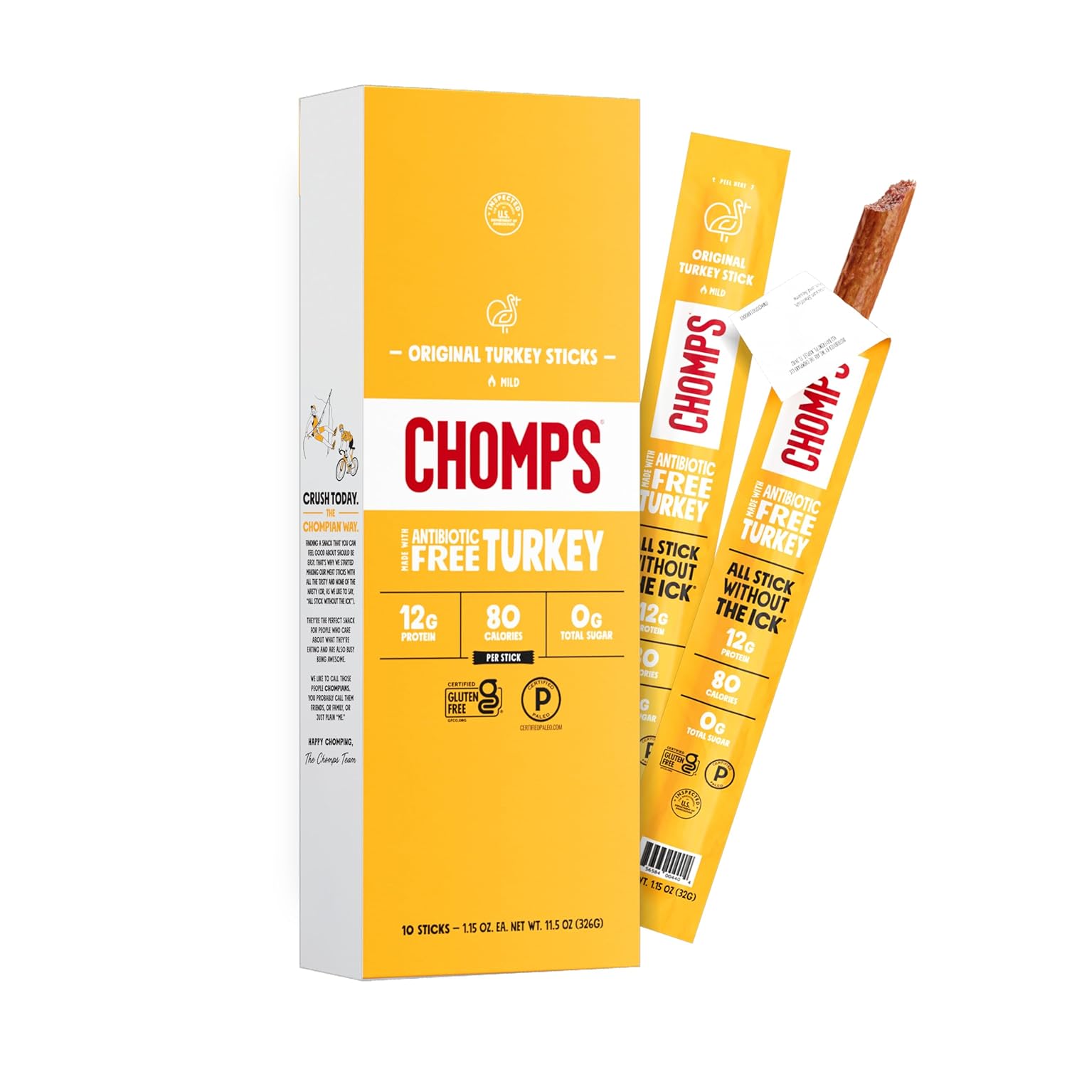 Chomps-Original-Turkey,-Antibiotic-Free,-10ct,-Protein-Snack-Stick-|-Keto,--Paleo,-Gluten-Free-Stick,-2675