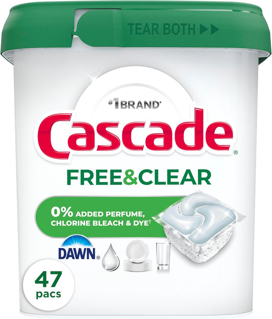 Cascade-Free-&-Clear-Dishwasher-Pods,-Dishwasher-Detergent,-Dish-Detergent-Soap,-Unscented,-335
