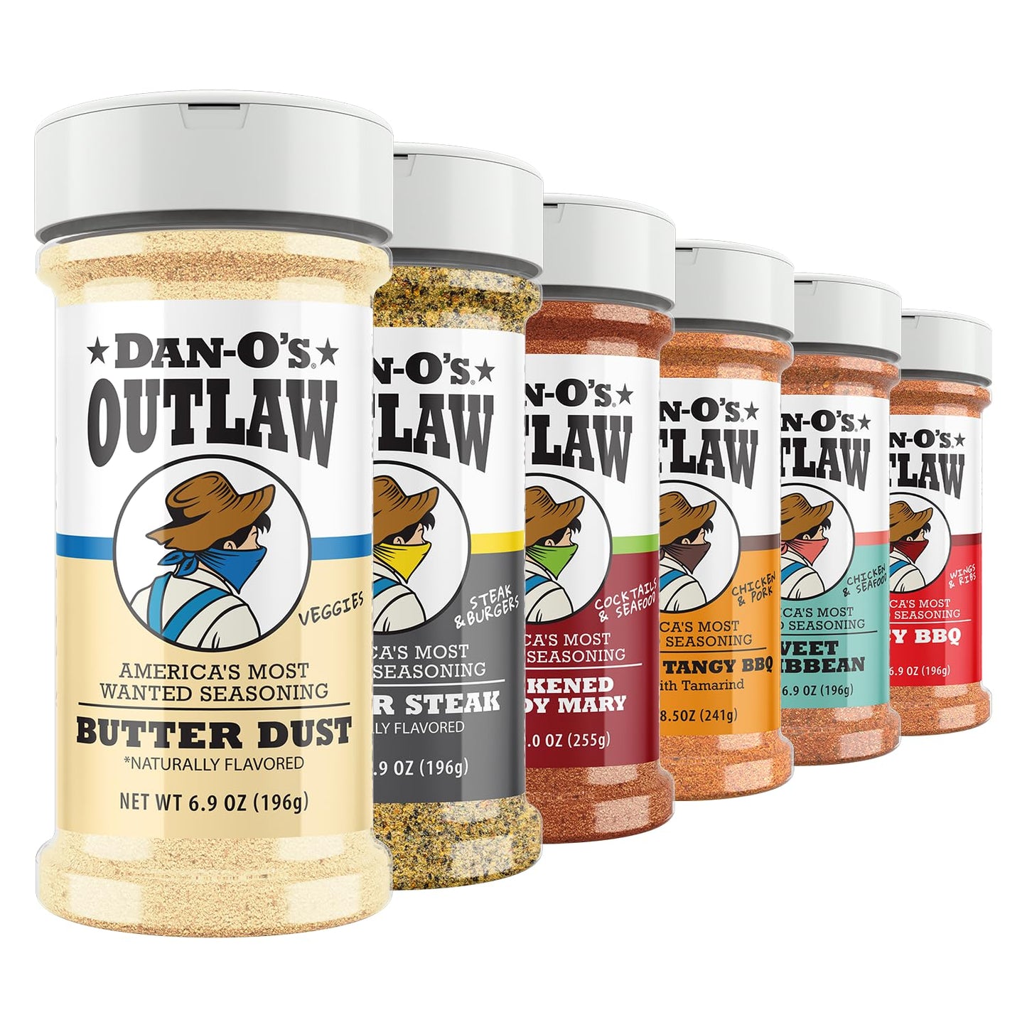 Dan-O's-Outlaw-Seasoning-6-Bottle-Set--Butter-Dust,-Butter-Steak,-Spicy-BBQ,-1927
