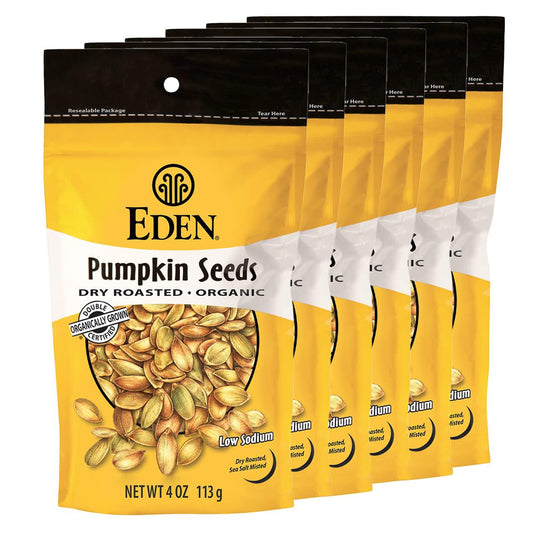 Eden-Organic-Pumpkin-Seeds,-Shelled,-Dry-Roasted-and-Lightly-Sea-Salted,--to-Eat,-4-(6-Pack)-1029