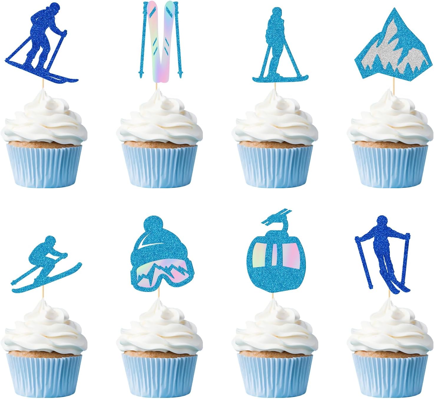 Ski-Cupcake-Toppers,-Ski-Party-Decorations,-Glitter-Skiing-Cupcake-Toppers,-Skier-Birthday-Decor,-Ski-49