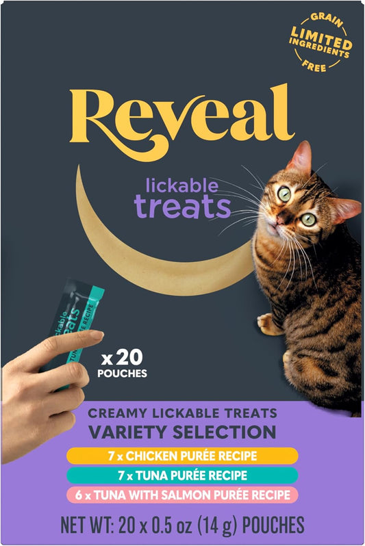 Reveal-Fish-and-Chicken-Variety-Puree-Lickable-Cat-Treats-20-Pack,-Limited-Ingredient,-Grain-Free,-455