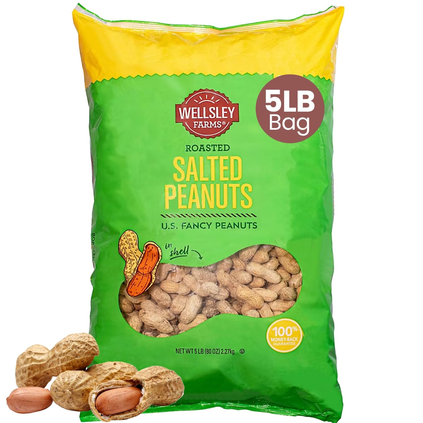 Wellsley-Farms-Salted-Roasted-Peanuts-In-Shell,-USA-Grown-Whole,-Non-GMO,--Gluten-Free,-Vegan,-Cholesterol-Free,--1515