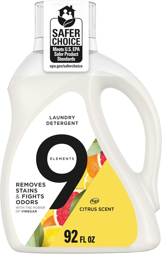 9-Elements-Liquid-Laundry-Detergent,-Citrus-Scent,-Vinegar-Powered,-92-fl-oz,-1563
