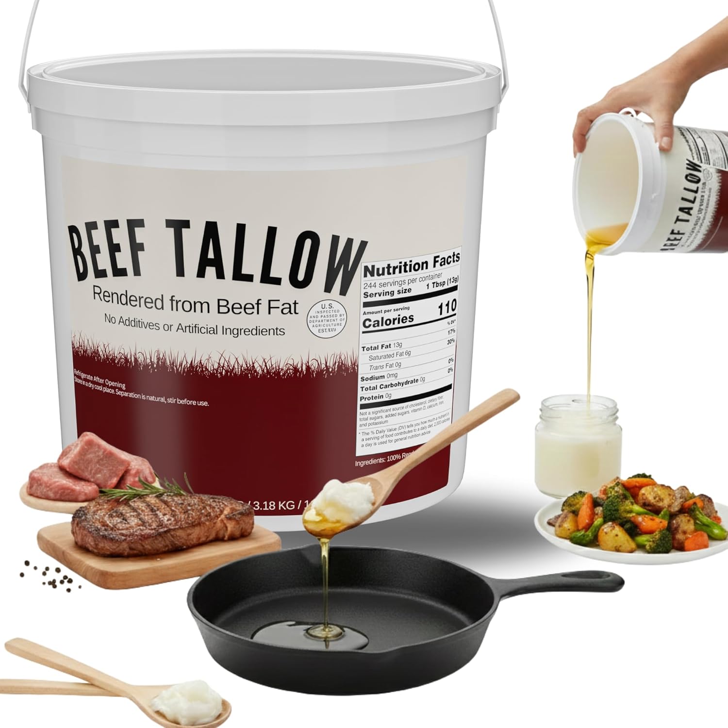 Beef-Tallow-for-Cooking-7-LB-Bulk-Pail-w/Safety-Seal-No-Additives-Preservatives---2275