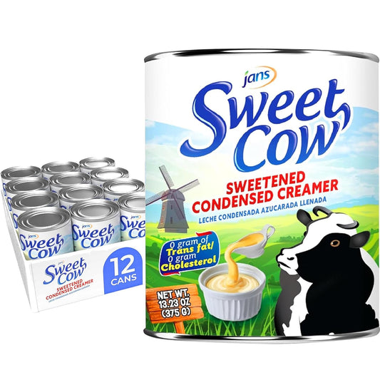 Jans-Sweet-Cow-Condensed-Milk-(375g,-Pack-of-12)-Sweetened-Condensed-Milk-Creamer-Baking,-1092