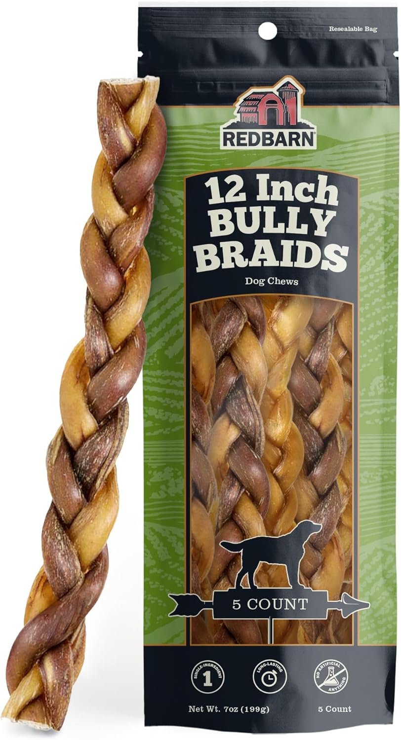 Redbarn-Pet-Products-All-Natural-12"-Braided-Bully-Sticks-for-Dogs---Slow-2167