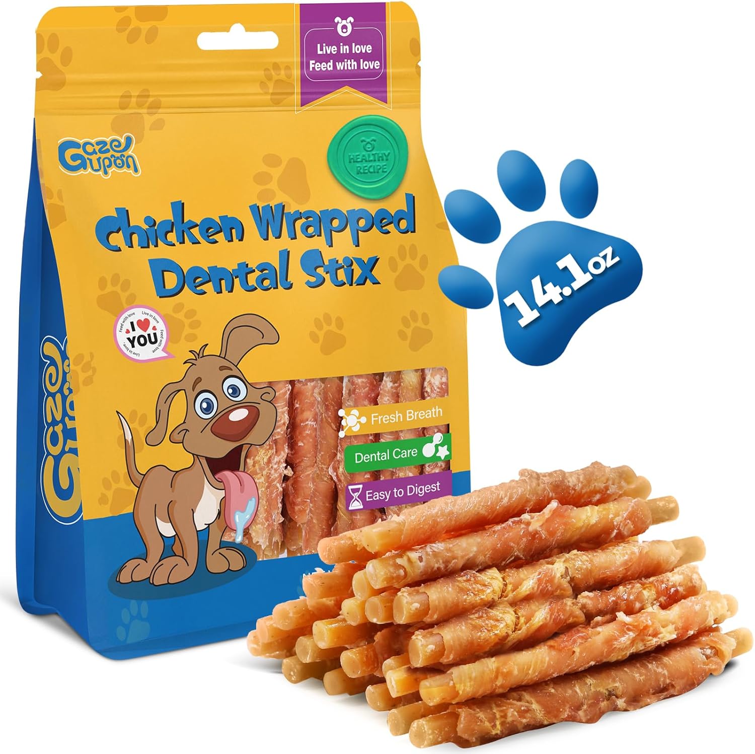 Gazeupon-Dog-Dental-Treats,-Chicken-Wrapped-Peanut-Butter-Sticks,-Healthy-Training-for-1593