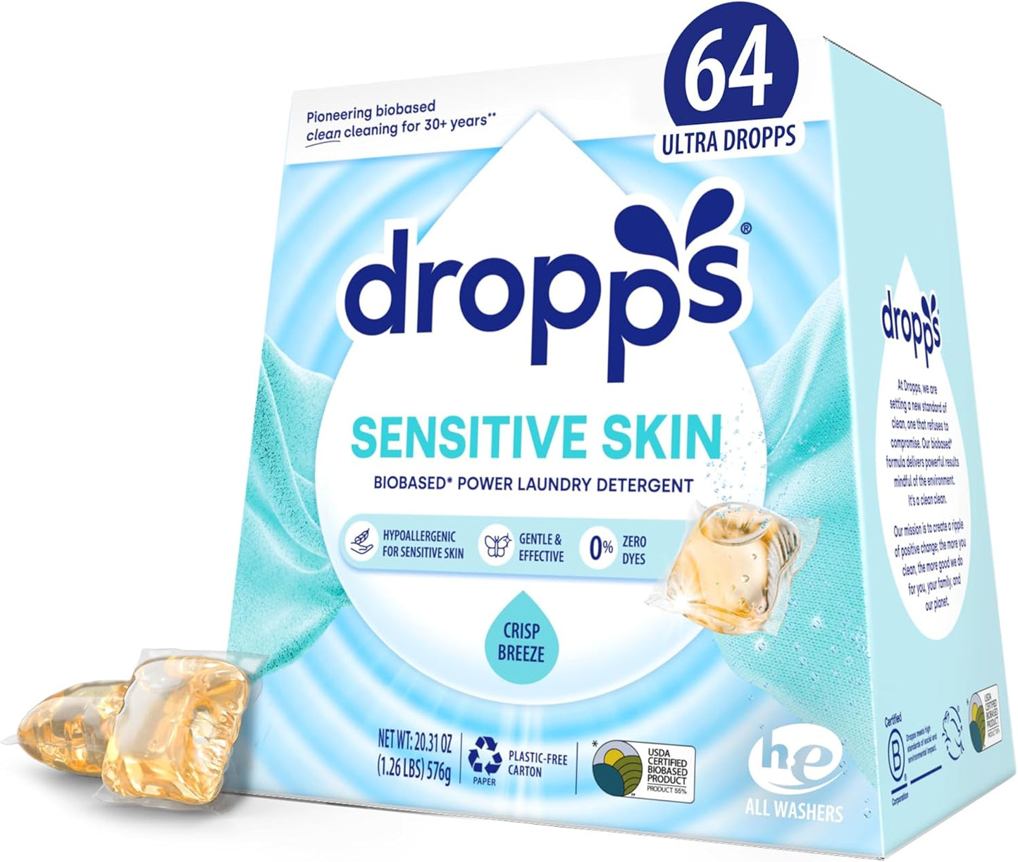 Dropps-Sensitive-Skin-Laundry-Detergent-Pods,-Crisp-Breeze-(64-Count)-3322