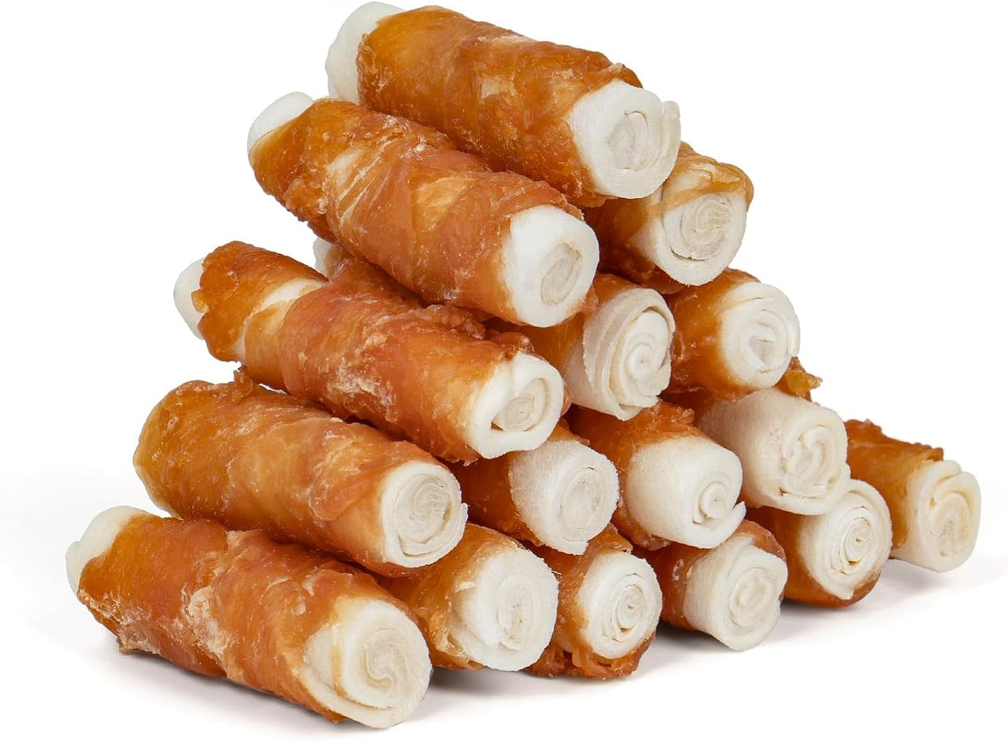 Dog-Treats,-2.5-Inch-Chicken-Wrapped-Rawhide-Rolls,-911