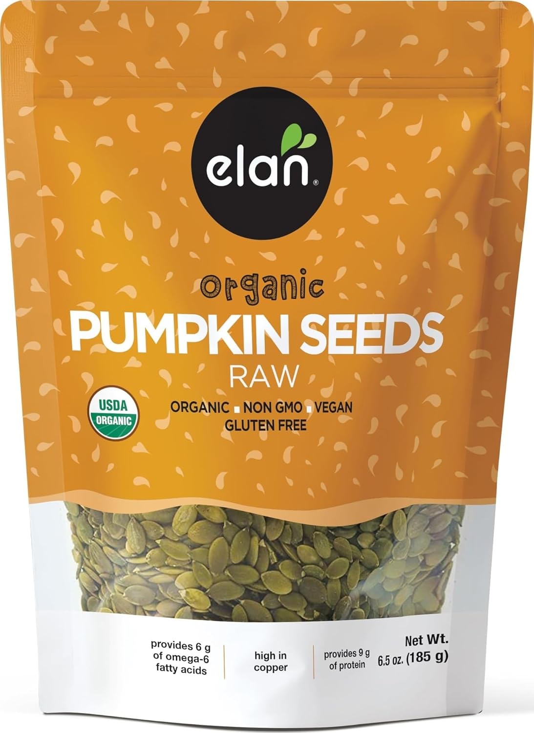Elan-Organic-Pumpkin-Seeds,-6.5-oz,-Unsalted,-Unroasted-Shelled-Kernels,-No--Shell,-Non-GMO,-Vegan,-Kosher,-1547