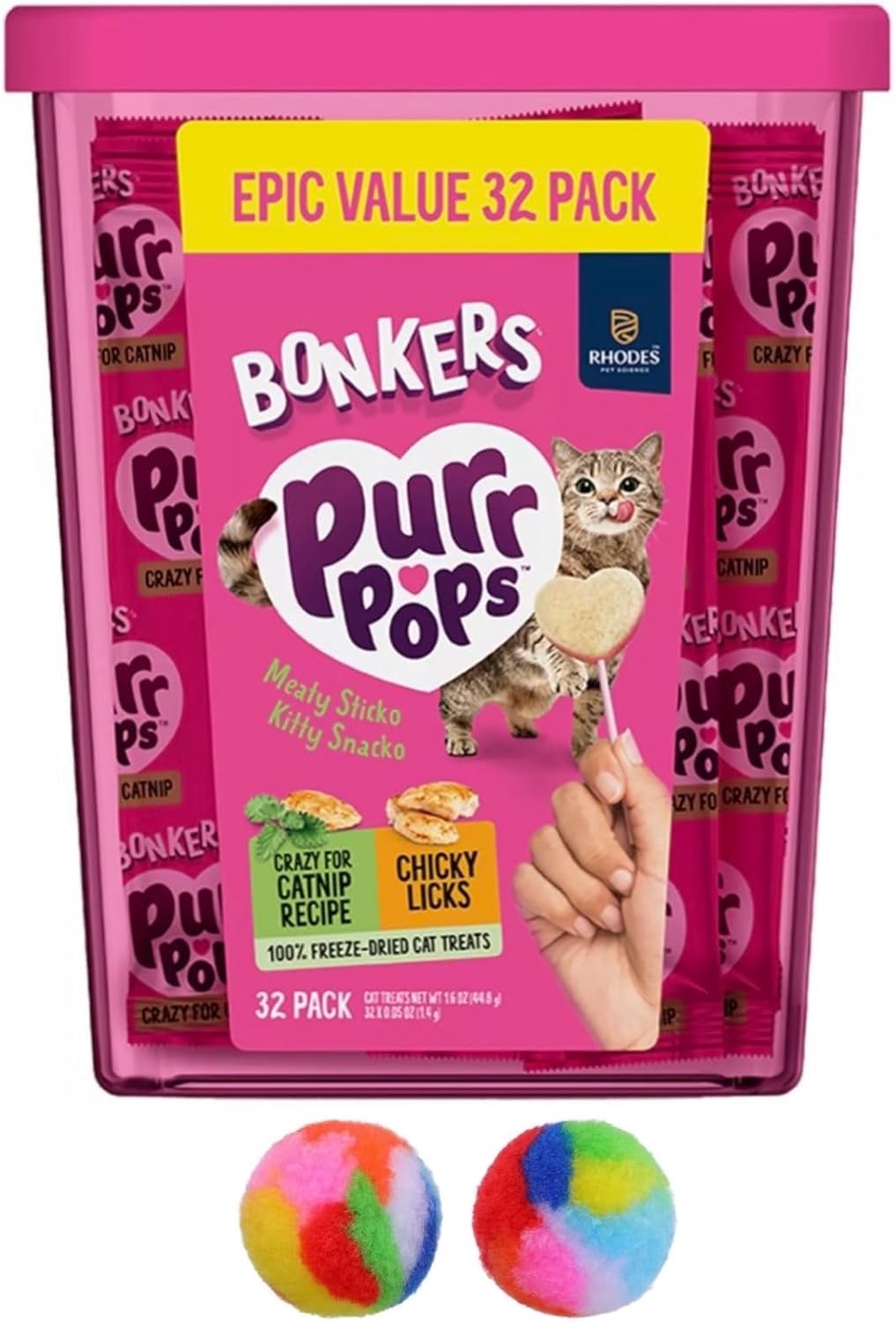 Bonkers-Purrpops-Freeze-Dried-Chicken-&-Catnip-Flavor-Lollipop-Cat-Treats,Training-or-Topper,-All81