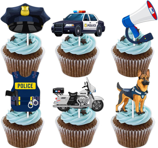 18pcs-Blue-Glitter-Dessert-Cupcake-Topper-Congrats-Officer-Policeman-Theme-Decor-Supplies-Girls-College-37