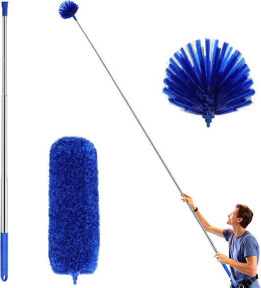 ZZ-LAZYCOTTAGE-Cobweb-Duster-with-Extension-Pole,-Washable-Cleaning-Duster-Kit-with-2-Duster-Heads,-1840