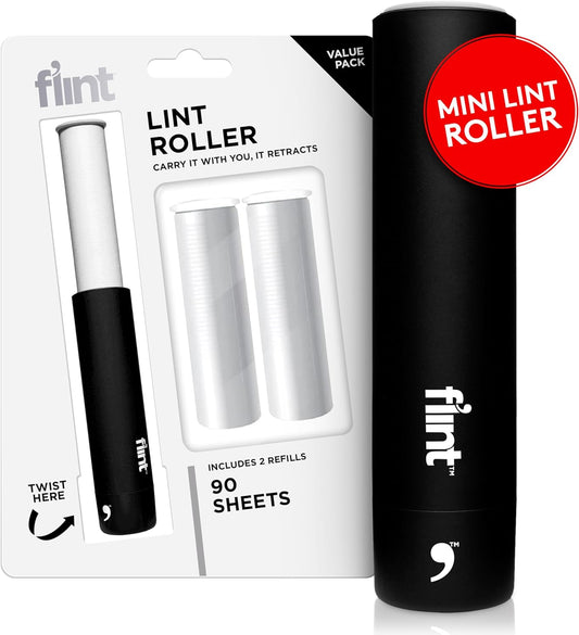 Flint-Classic-Black-Retractable-Mini-Lint-Roller-with-90-Extra-3536
