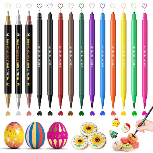 Jewem-Edible-Markers-for-Cookie-Decorating,-14-Pcs-Food-Coloring-Pens,-Double-Sided-Grade-with-177