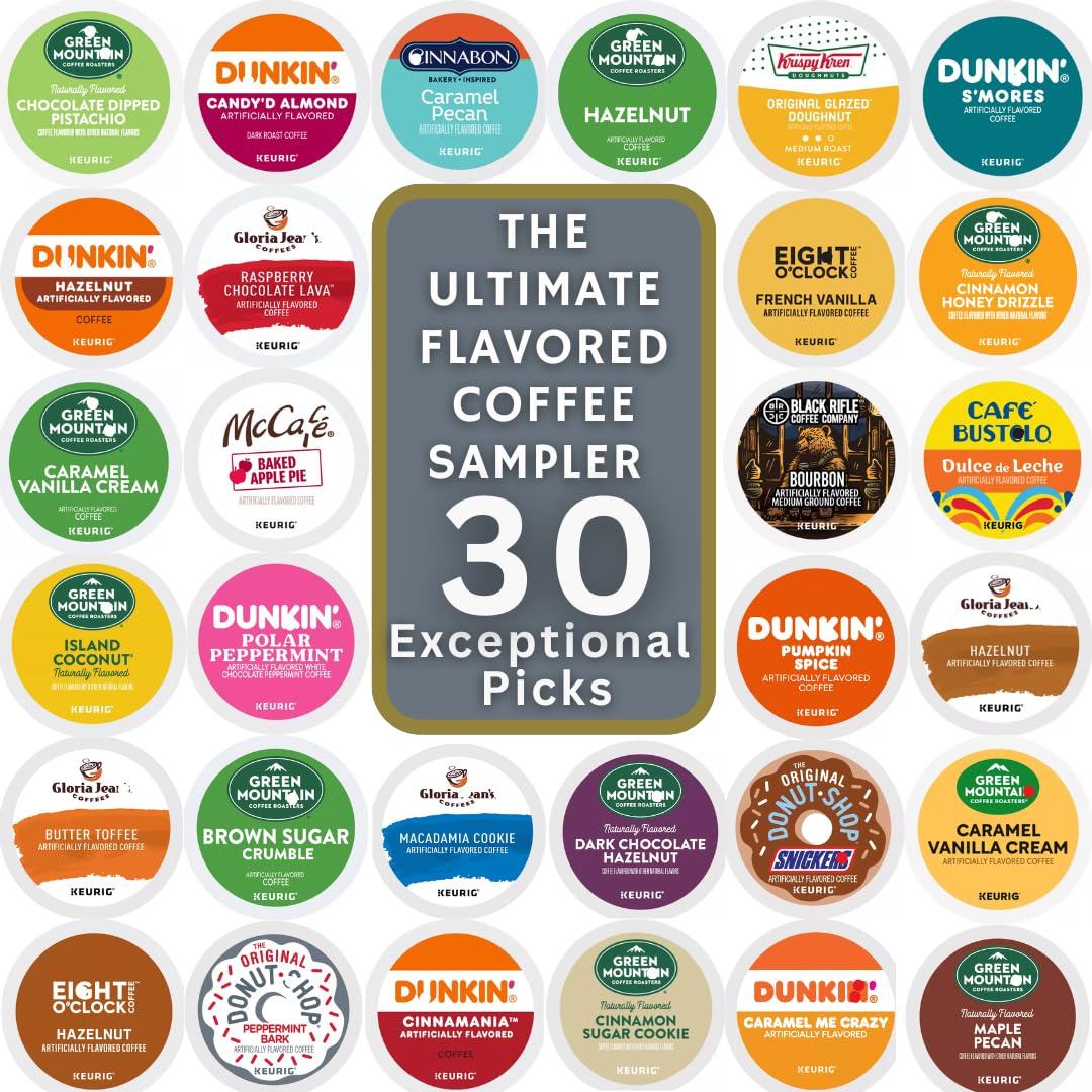 30-Flavored-K-Cups:-Unique-&-Exciting-Variety-Pack-Collection-Includes-Dunkin,-Green-Mountain,-1718