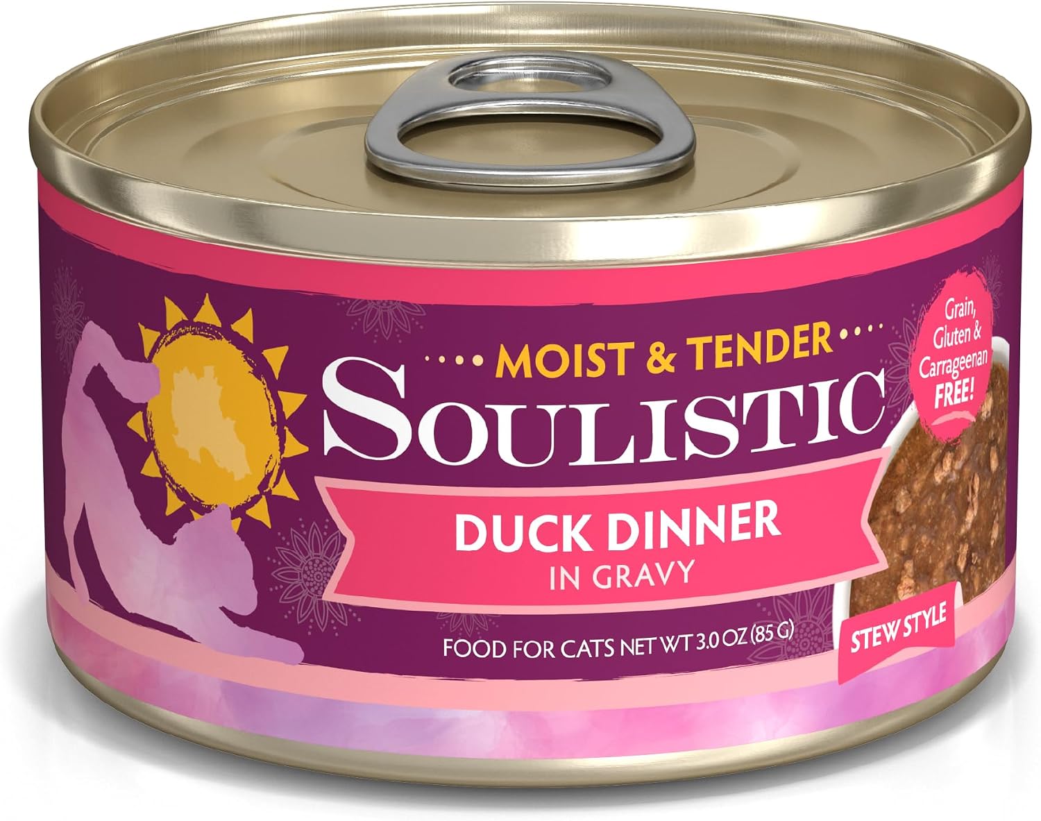 Soulistic-Moist-and-Tender,-Duck-Dinner-in-Gravy,-3oz-Can,-Pack-of-12-486