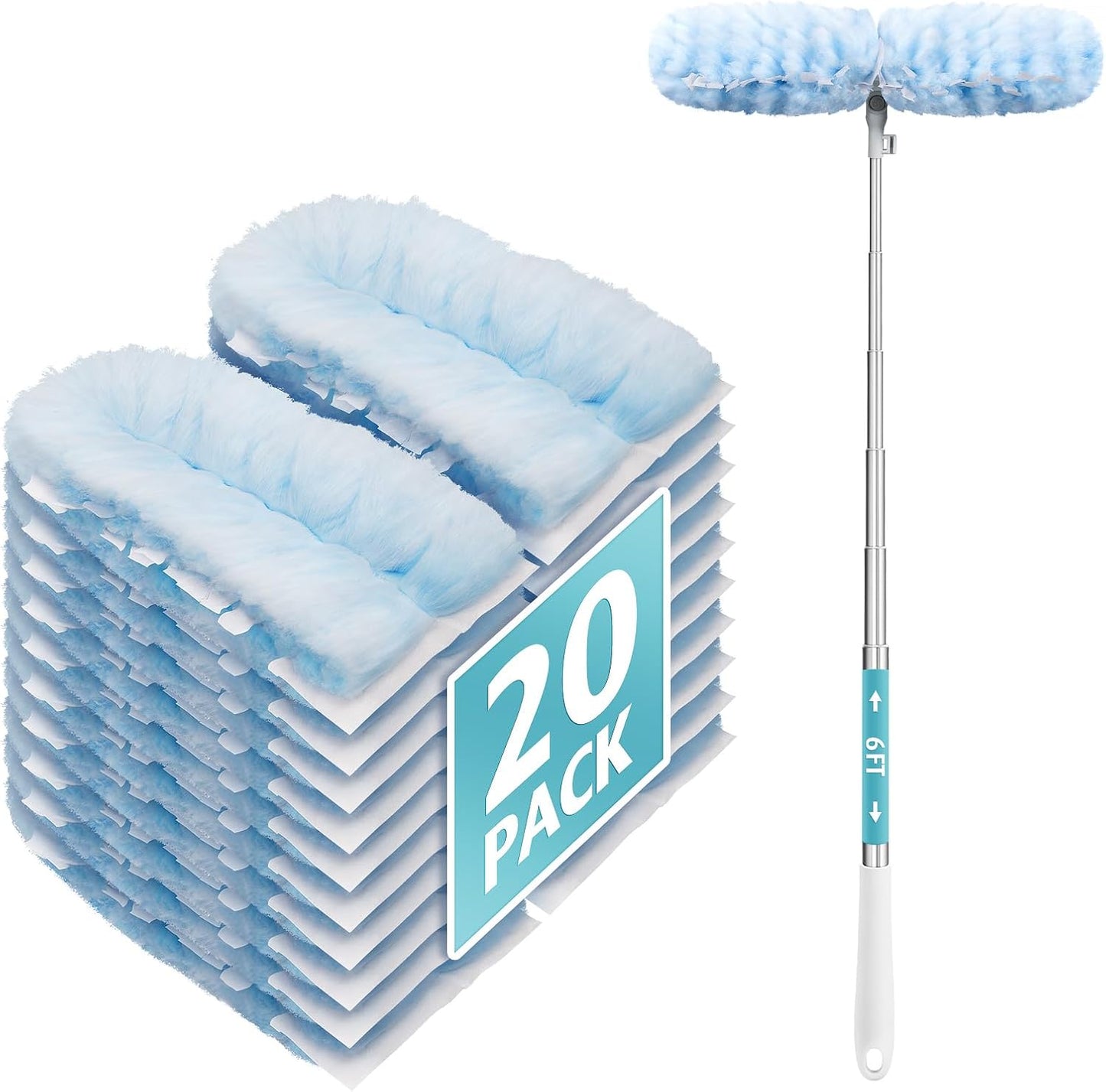 6-ft-Extendable-Duster-Handle-with-20-Refills,-Compatible-with-3988