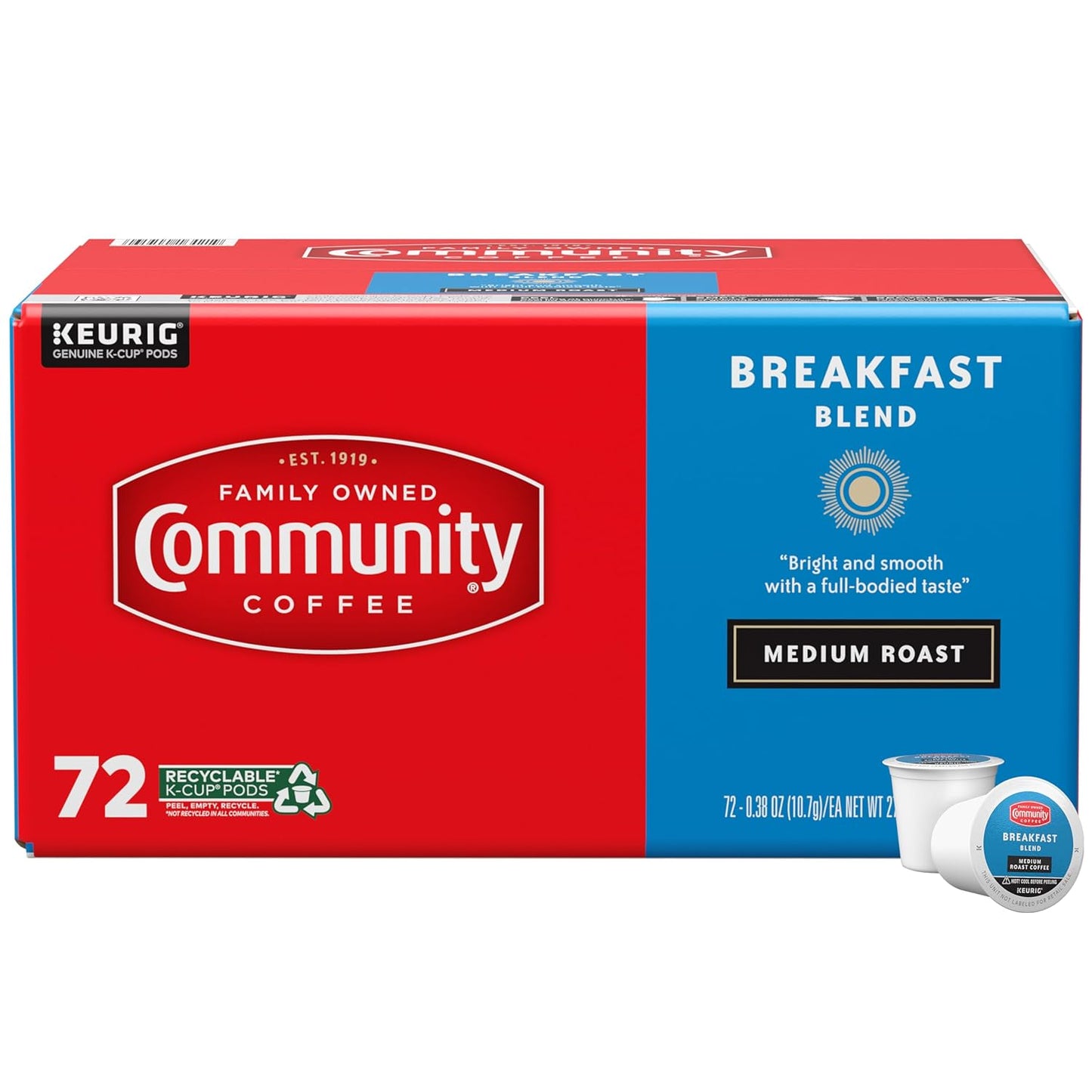 Community-Coffee-Breakfast-Blend,-Medium-Roast,-Single-Serve-Keurig-K-Cup-Pods,-72-Count-(Pack-3132