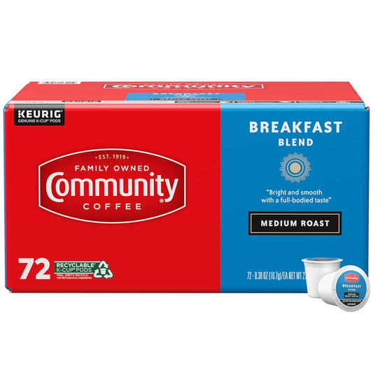 Community-Coffee-Breakfast-Blend,-Medium-Roast,-Single-Serve-Keurig-K-Cup-Pods,-72-Count-(Pack-3132