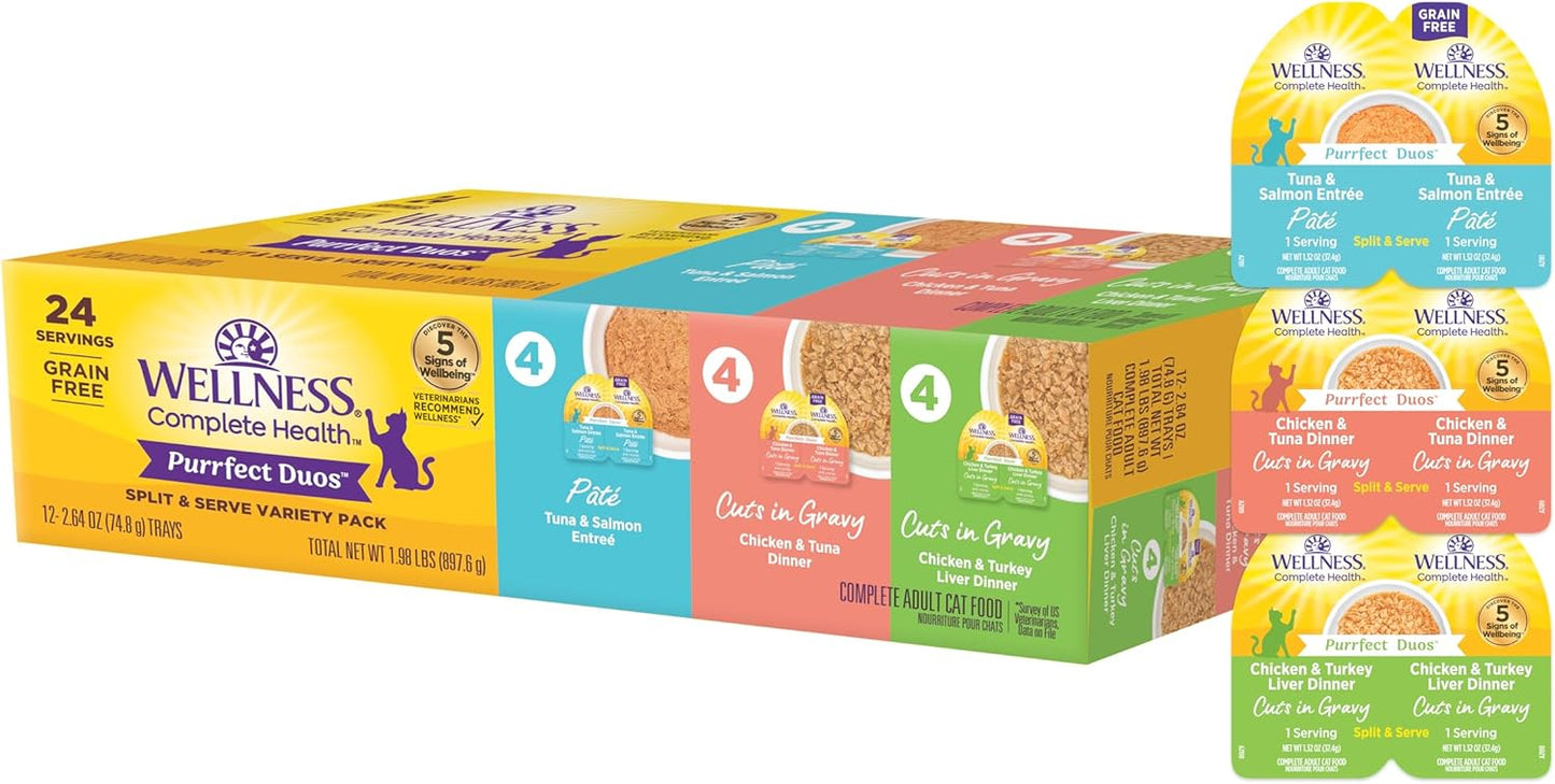 Wellness-Complete-Health-Purrfect-Duos,-Adult-Wet-Cat-Food,-Natural,-Protein-Rich,-2.64-12-(Pat941