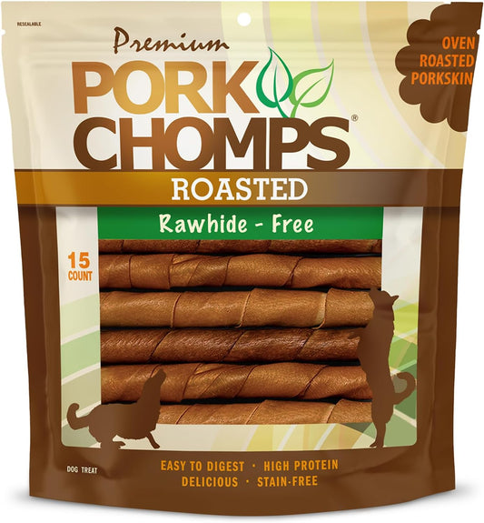 Pork-Chomps-Roasted-Pork-Skin-Dog-Chews,-6-Inch-Twists,-15---2939