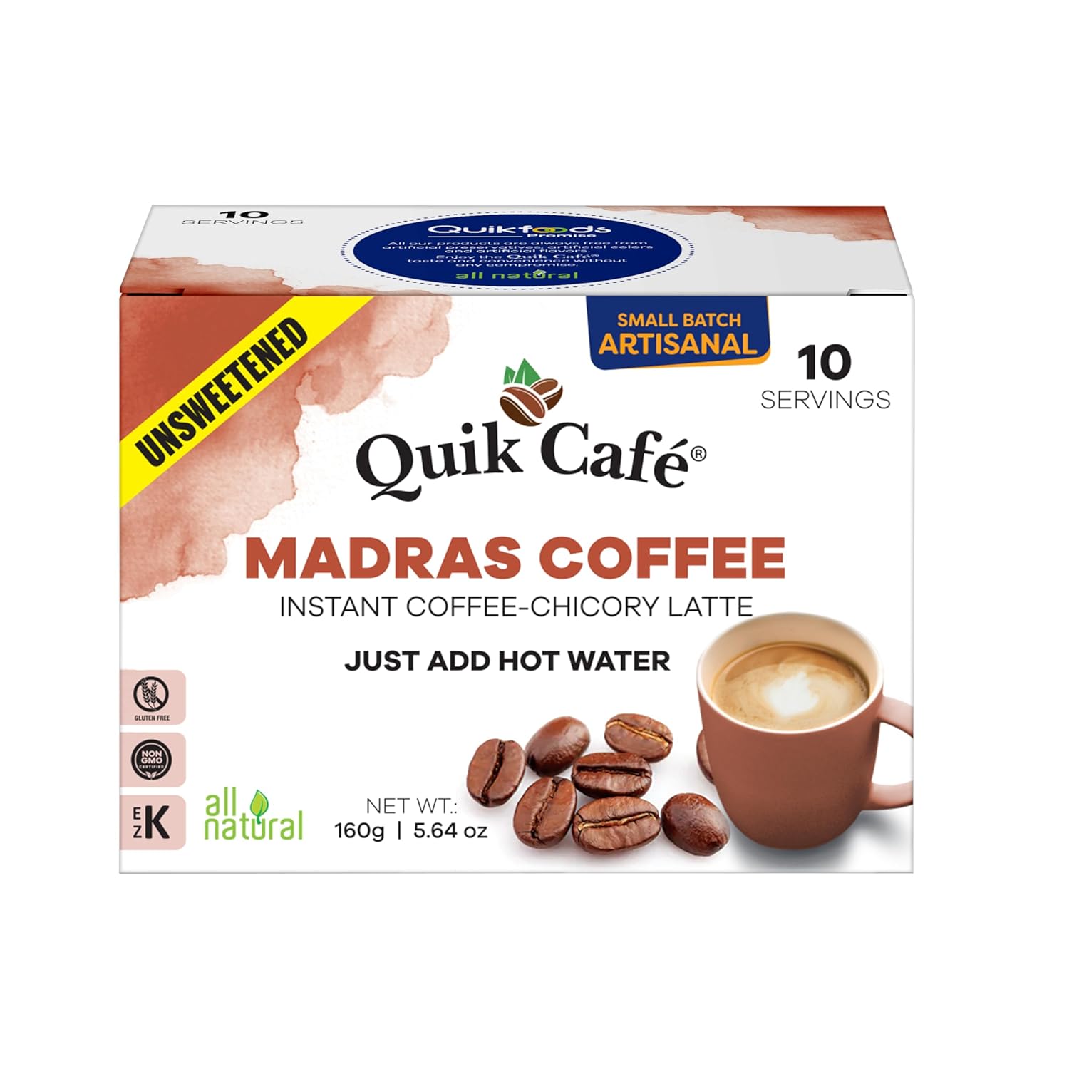 QuikCafé-Madras-Unsweetened-Coffee-–-10-Count,-Instant-Herbal-Blend-with-Natural-Ingredients,-1302