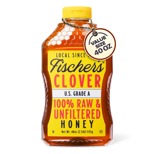 Fischer's-1-Pure-Clover-Honey,-40-oz-–-Unfiltered-Raw-Honey-in-Squeeze-–-2243