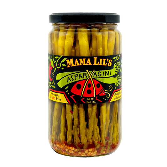 Mama-Lil’s-Pickled-Asparagini,-26.5-oz,-Crisp-Gourmet-Pickled-Asparagus-Spears-–-375