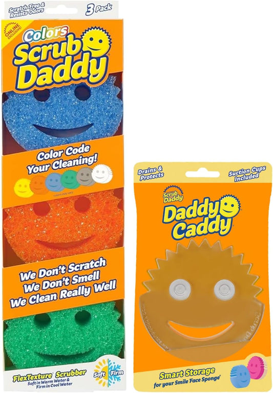Scrub-Daddy-Colors-3ct-+-Daddy-Caddy---Scratch-Free-Multipurpose-3124