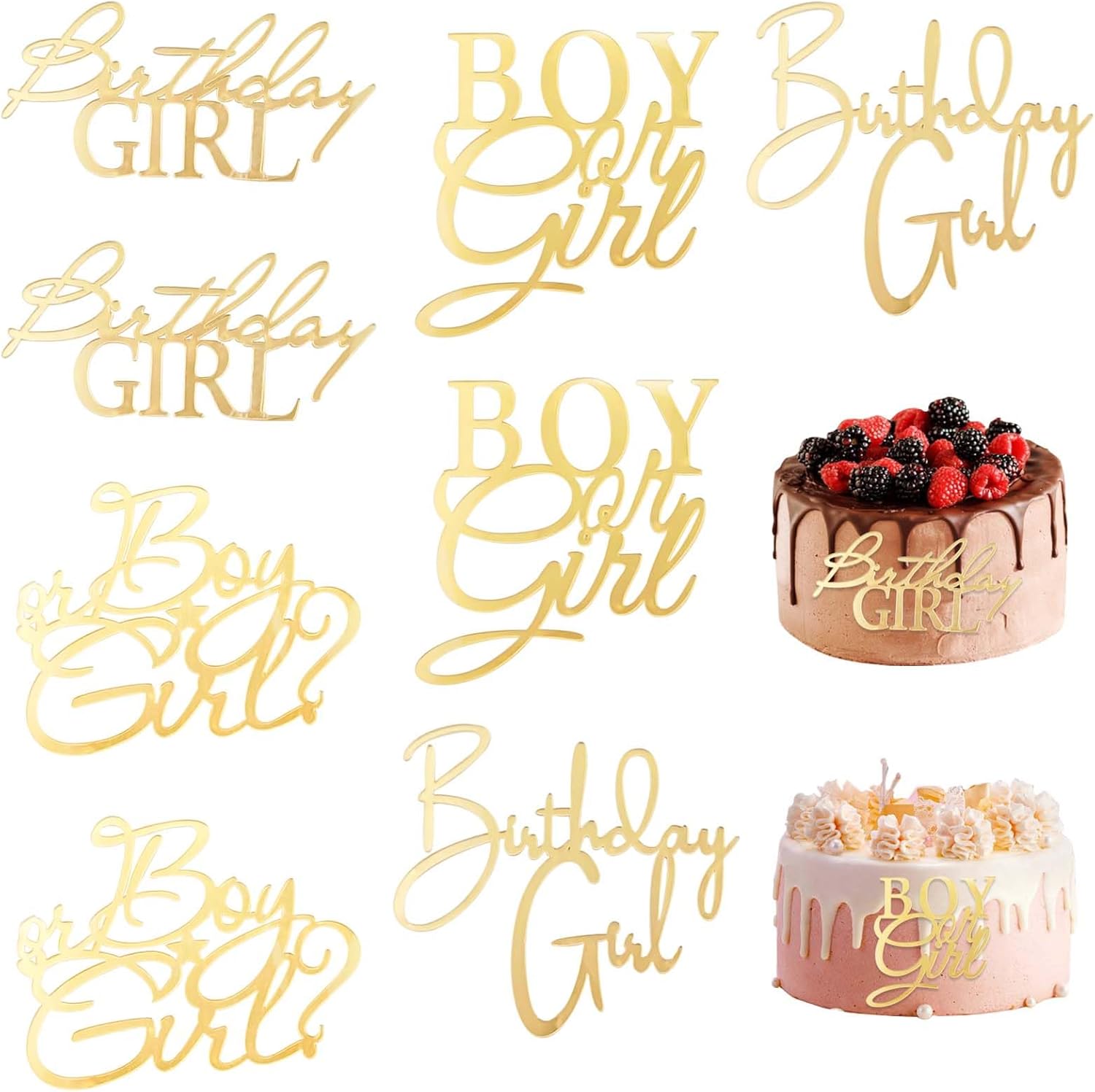 8-PACK-Cake-Topper,-Gender-Reveal-Cake-Decorations,-for-He-or-She,-Glitter,-Photo-1