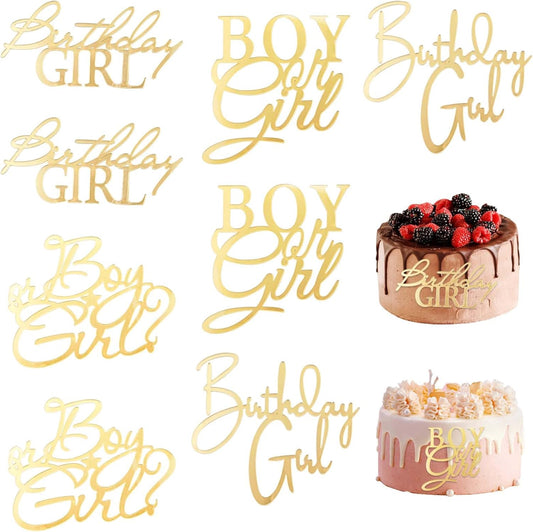 8-PACK-Cake-Topper,-Gender-Reveal-Cake-Decorations,-for-He-or-She,-Glitter,-Photo-1