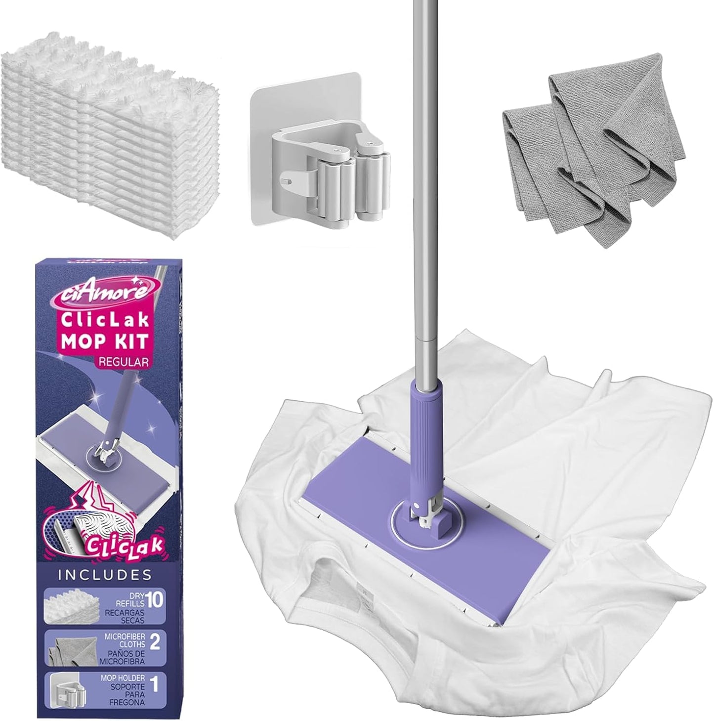 ClicLak-Sweeper-Mop,-Instantly-Attach-&-Remove-Cloth-Touch-Free,-Compatible-2723