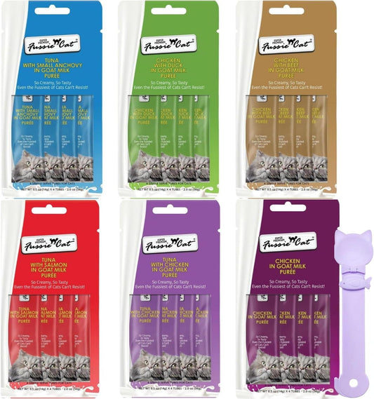 Fussie-Cat-Super-Premium-Cat-Treats-in-Goat-Milk-Puree,-lickable-cat-Treats,6-Packs-394