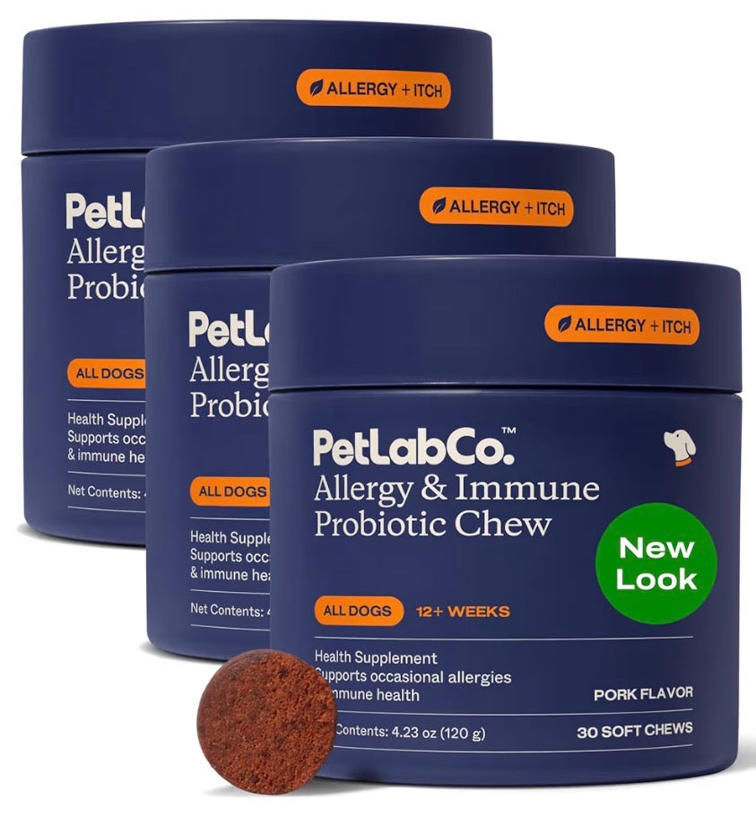 PetLab Co. Itch Relief Chews 3 PACK Formulated with Turmeric, Omega 3 & 6, Honey - Packaging May Vary