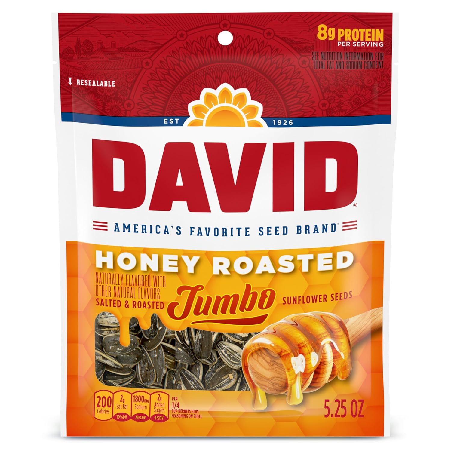 DAVID-Jumbo-Sunflower-Seeds,-Honey-Roasted-Flavor,-5.25-oz.--------1711