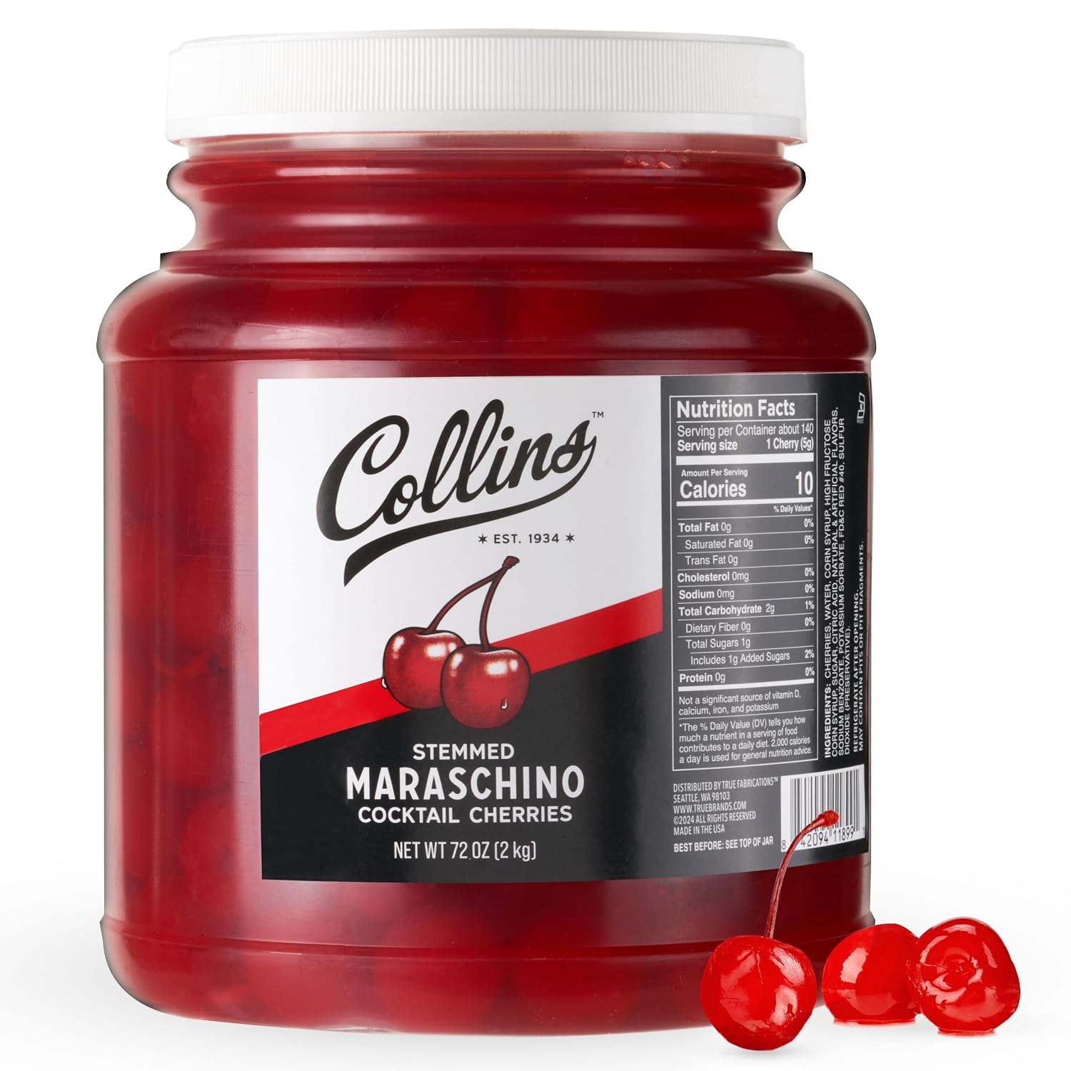 Collins-72-oz-Stemmed-Maraschino-Cherries,-Bulk-Cocktail-Garnish-for-Mocktails,-Desserts-and-199