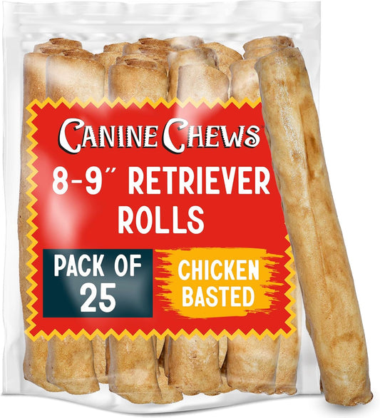 8-9"-Chicken-Basted-Dog-Rawhide-Retriever-Rolls-(25-3268