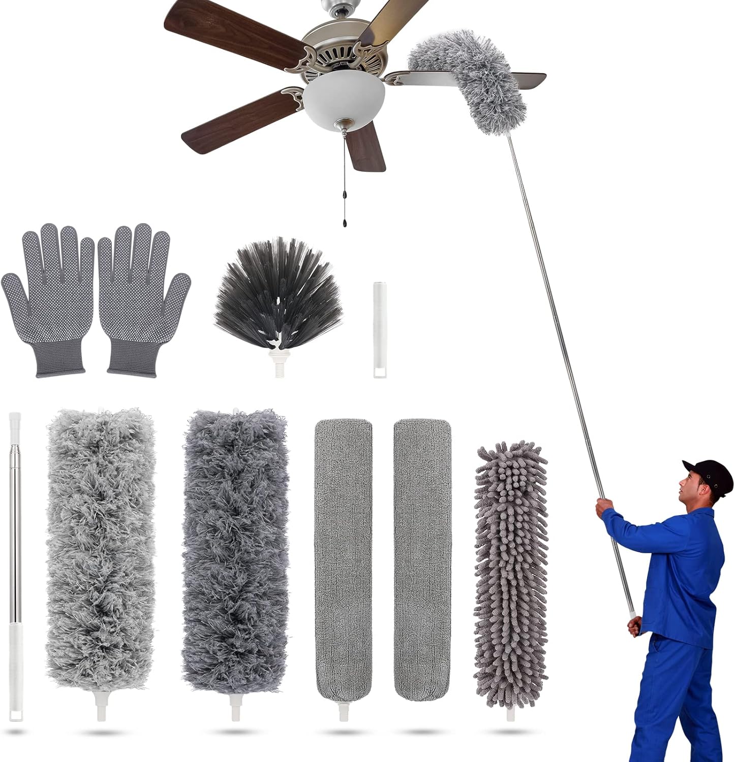 Duster-with-Extension-Pole-for-Cleaning-Ceiling-Fans,-High-Ceilings,-2429
