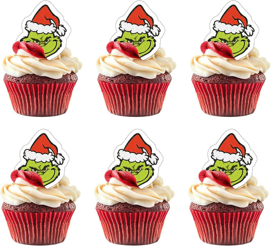 50-PCS-Edible-Christmas-Cupcake-Toppers-Green-Monster-Man-Cake-Toppers-Wafer-Christmas-Decorations-1292