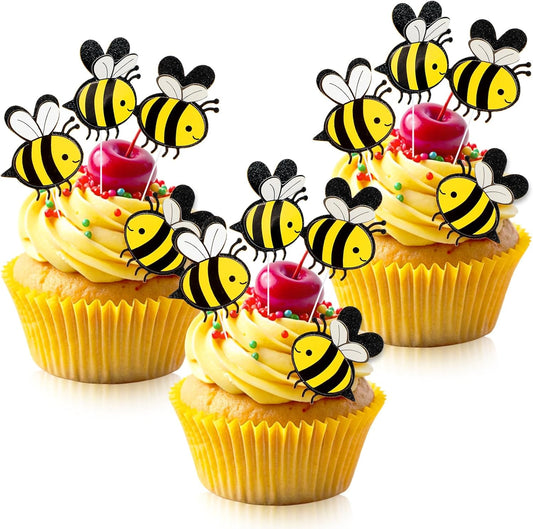 AHQiZFX-30-Pieces-Bee-Cake-Toppers,-Double-130