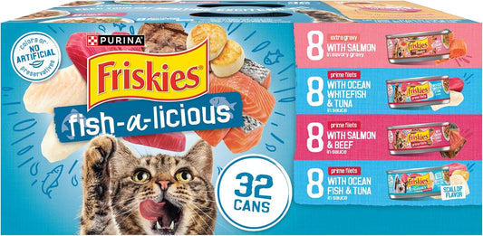 Purina-Friskies-Wet-Cat-Food-Variety-Pack-Fish-A-Licious-Extra-Gravy,-Prime-Filets-and-2001