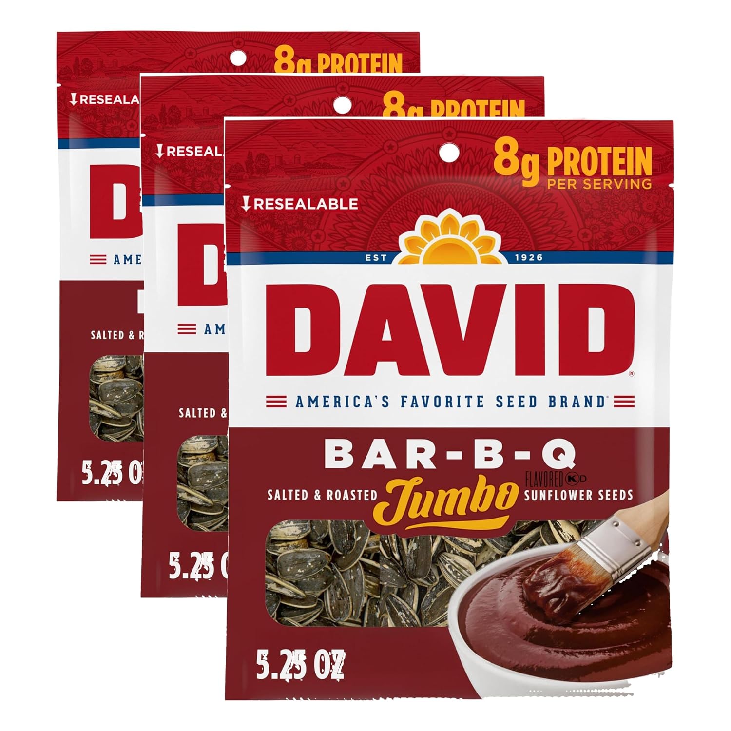 DAVID-Jumbo-Sunflower-Seeds,-Bar-B-Q-Flavor,-5.25-oz.,-(Pack-of-3)------1099